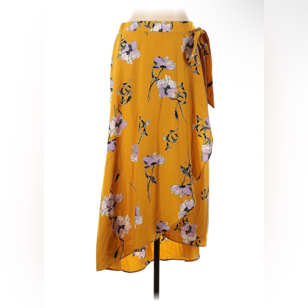 Les Lis Floral Maxi skirt, elastic, tie waist, asymmetrical tulip hem